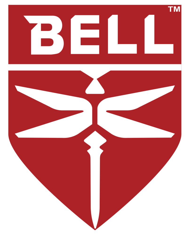 Red shield with white 'BELL' text and dragonfly design.