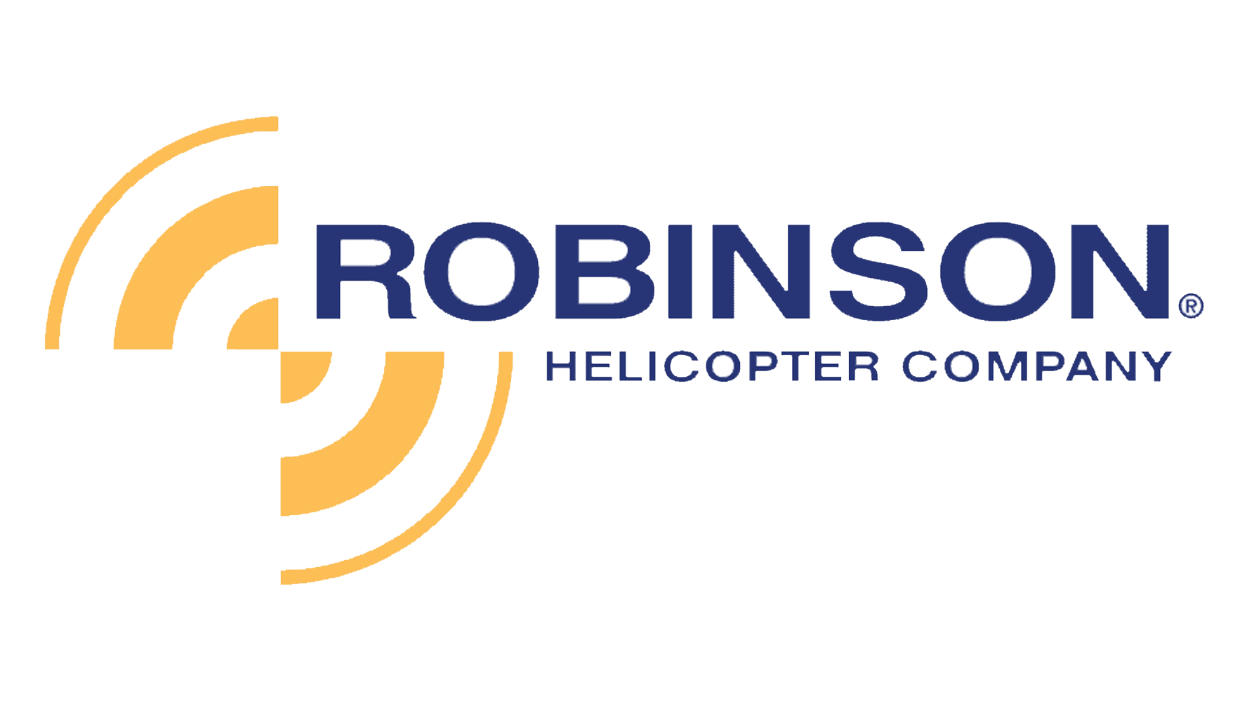 Robinson Helicopter Company logo with yellow radiating arcs.